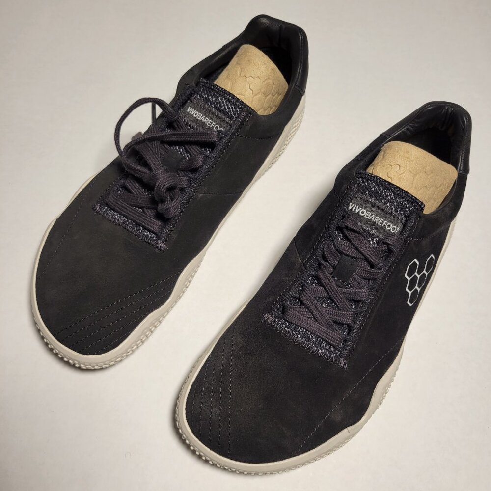 Vivobarefoot Motus Studio Sneaker Leather Womens in Suede Obsidian White - Picture 3 of 13